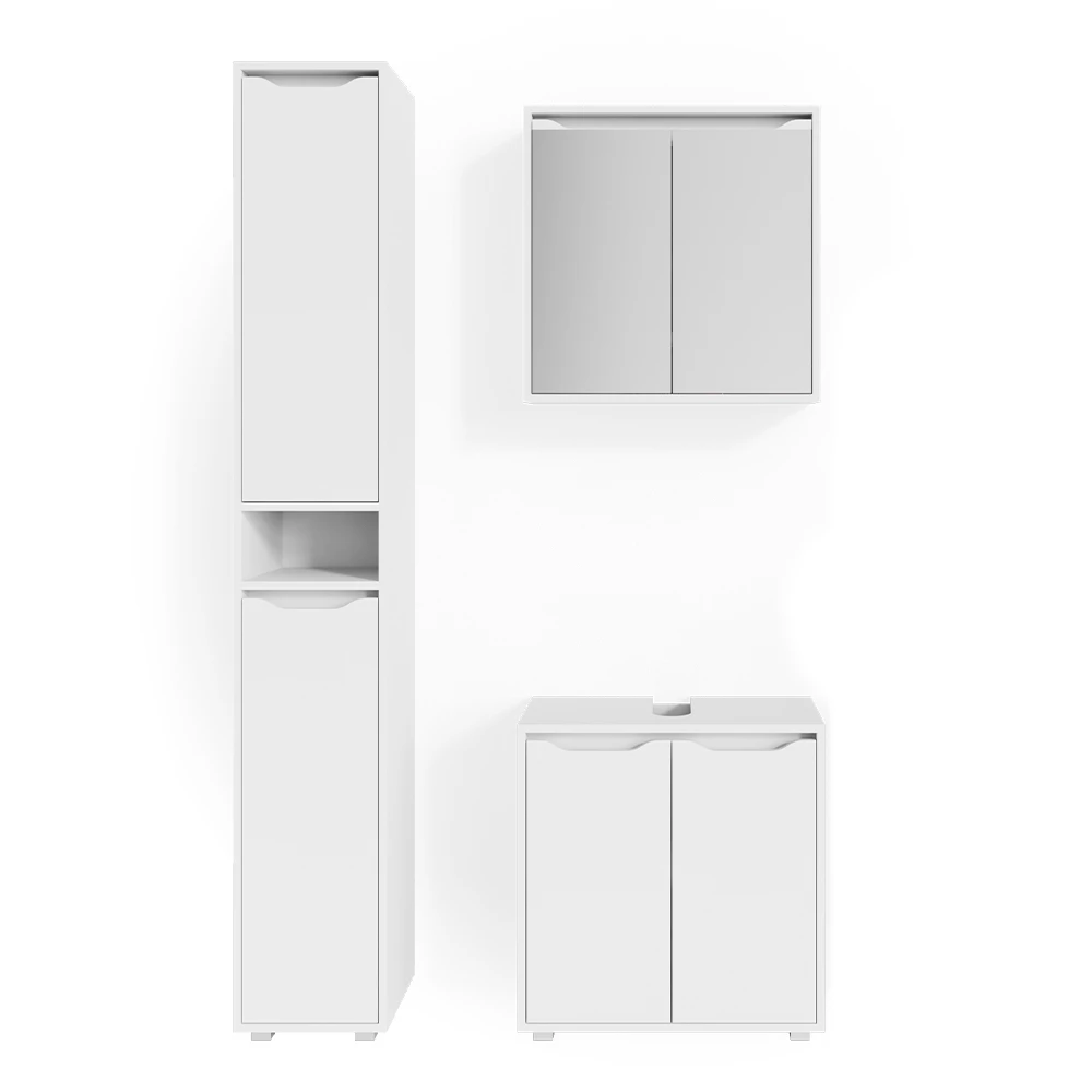 Badkamermeubel set Ruben Wit 3 delen, met hoge unit Vicco
