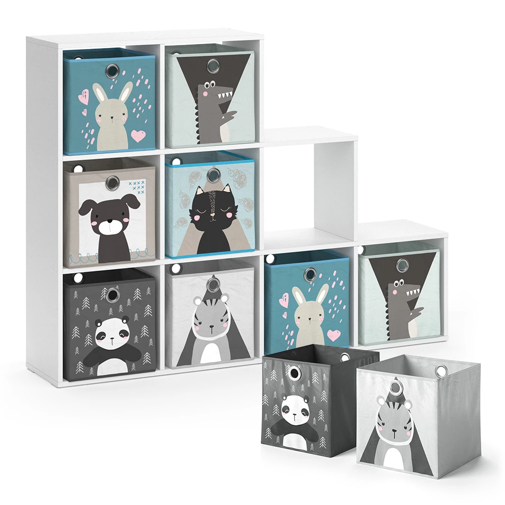 Kinderboekenkast  Wit 142.4 x 107.8 cm met 8 vouwboxen Vicco