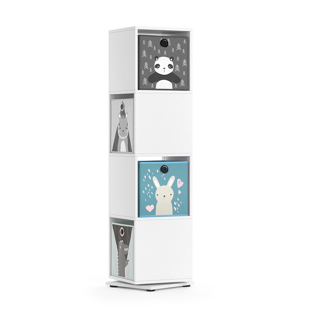 Kinderboekenkast  Wit 35.2 x 144.2 cm met 4 vouwboxen Vicco
