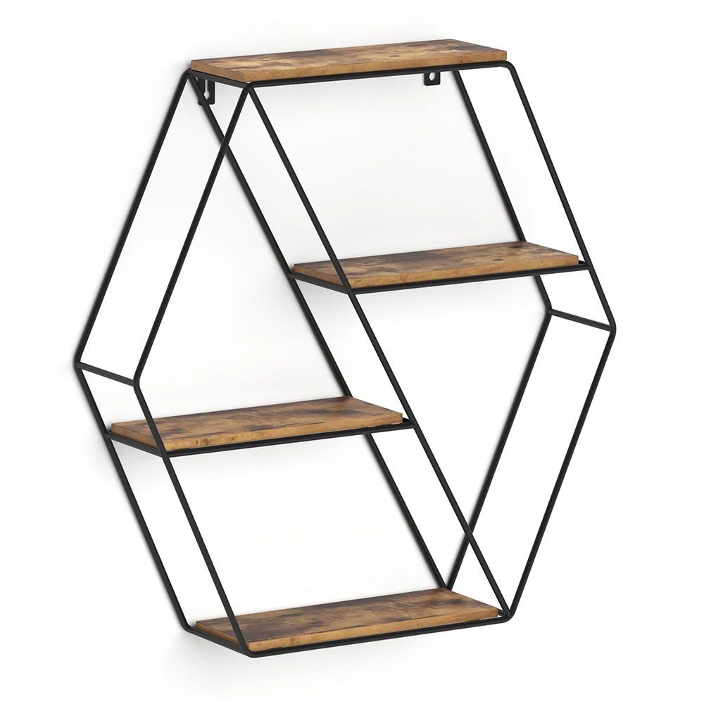 Wandrek Fyrk Antiek hout 51 x 52 cm Hoekvorm Vicco