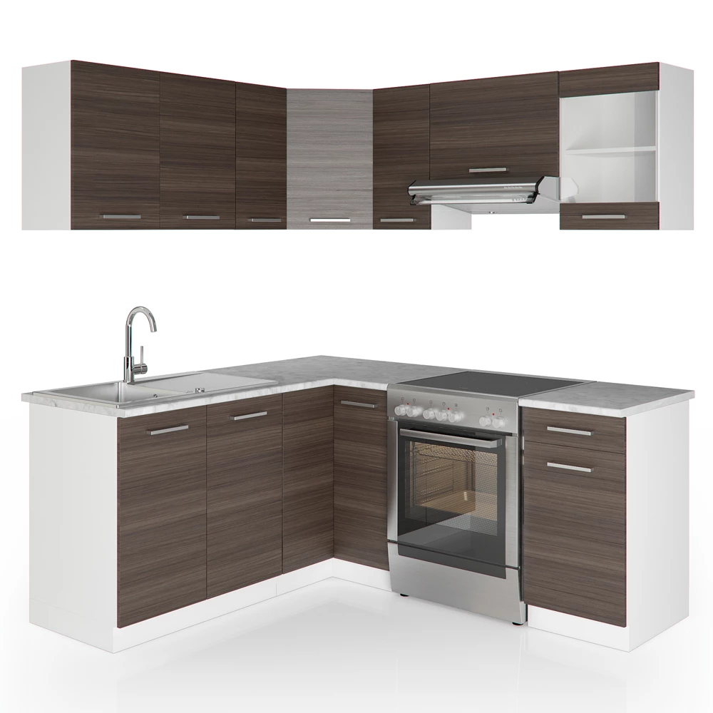 Hoekkeuken Rick Edel grijs/wit 190 x 60 cm , WB Marmer Vicco