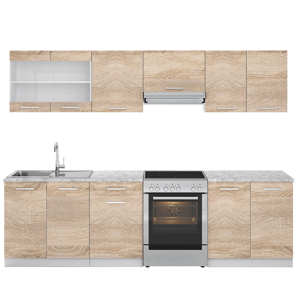 Keukenblok Raul Sonoma 270 cm , WB Marmer Vicco