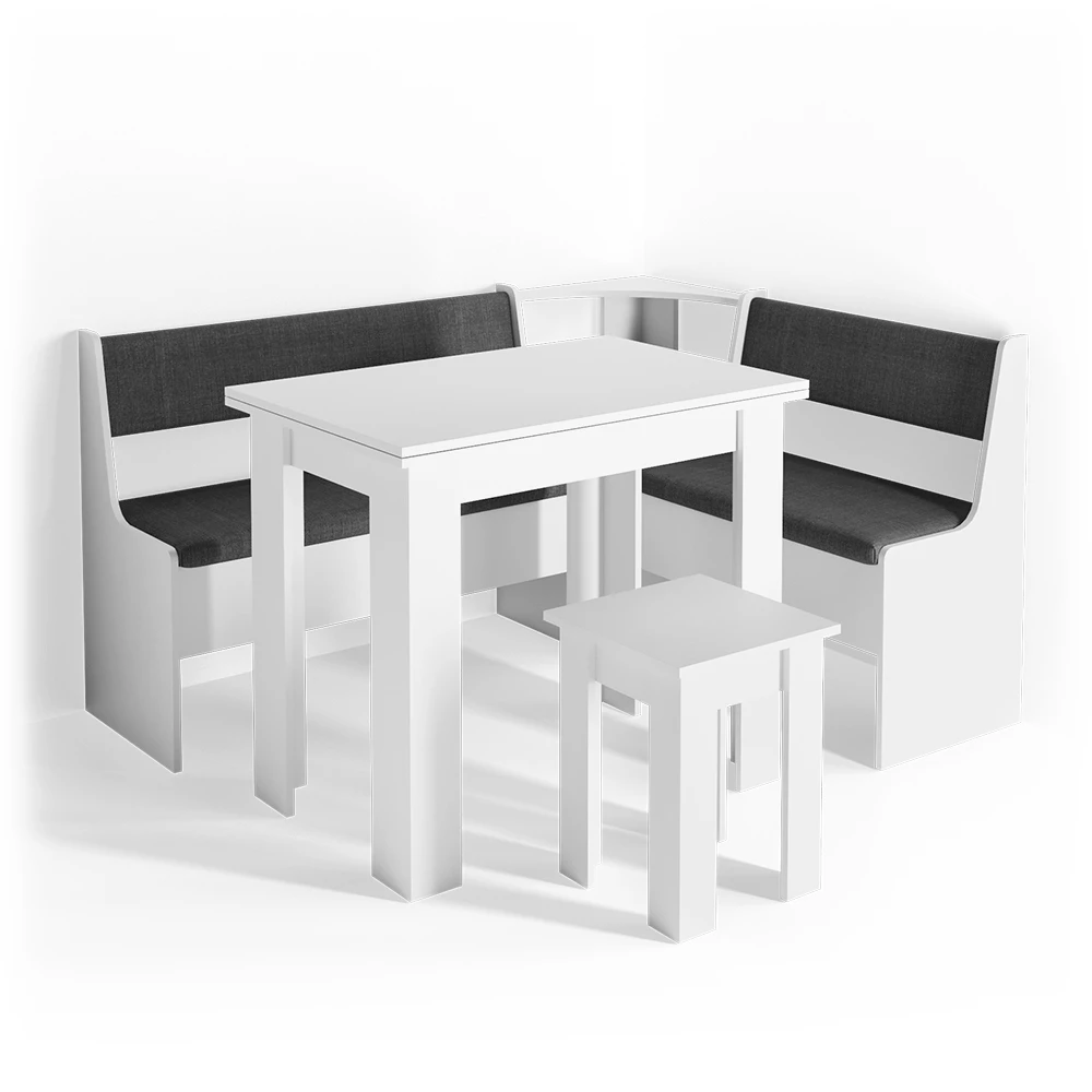Hoekbank set Roman Wit 150 x 120 cm met tafel Vicco