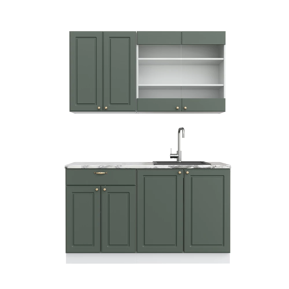 Eenpersoonskeuken Fame-Line Groen-Goud Landhuis/Wit 140 cm zonder werkblad Vicco