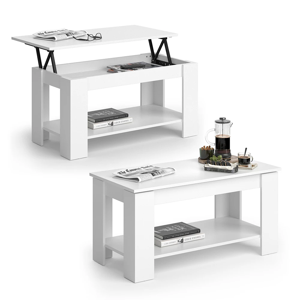 Salontafel Lorenz Wit 100 x 50 cm met liftfunctie Vicco