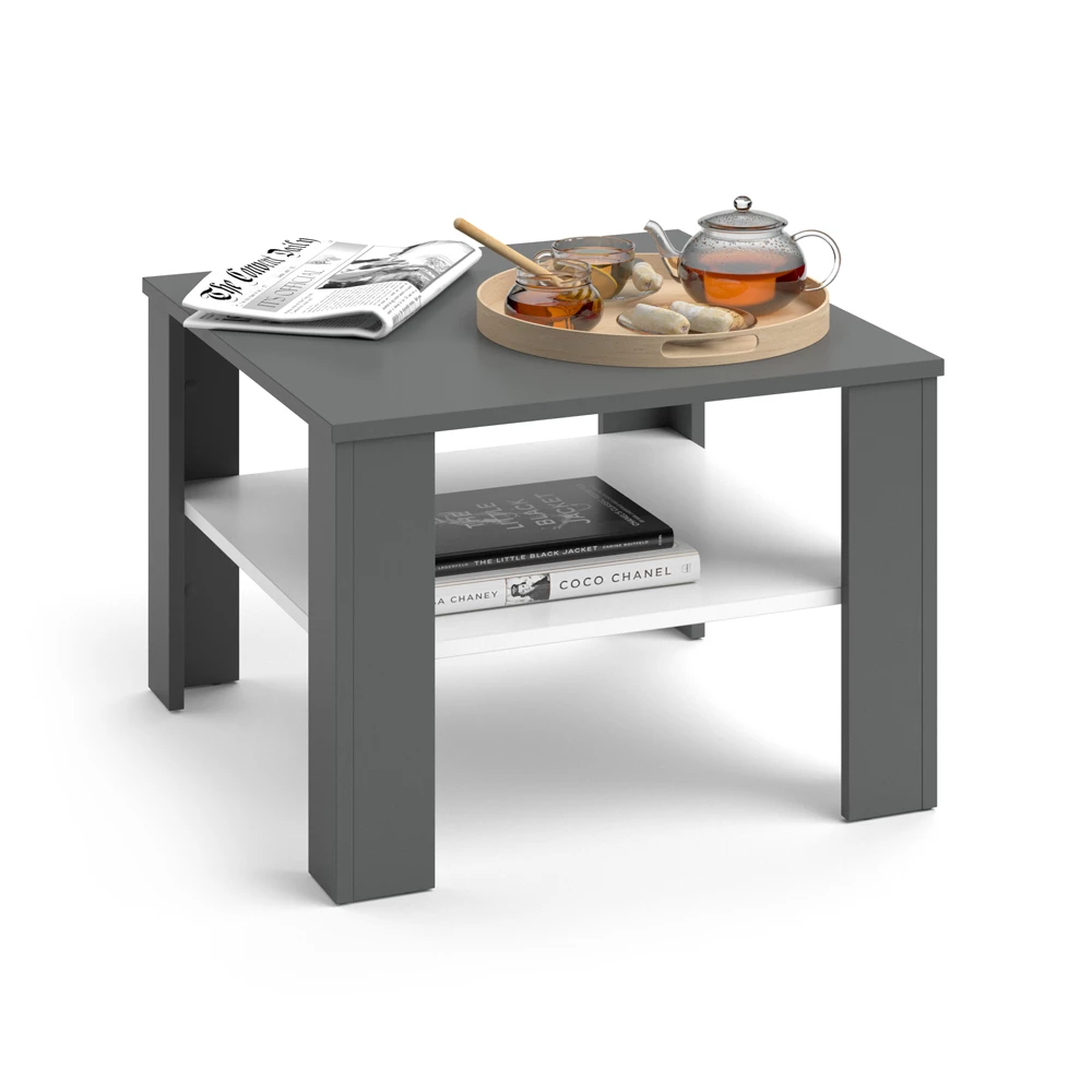Salontafel Homer Wit/antraciet 60 x 60 cm Vicco