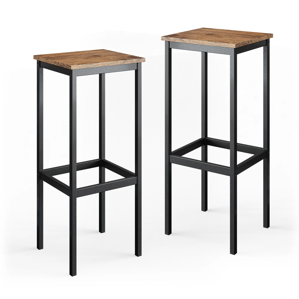 Barkrukken set van 2 Fyrk Eiken rustiek 32 x 78 cm 2 delen Vicco