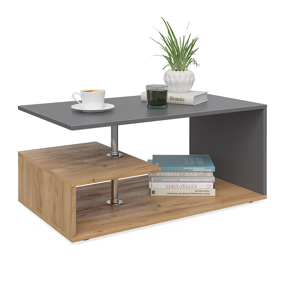 Salontafel Guillermo Antraciet/zand eik 91 x 52.6 cm Vicco