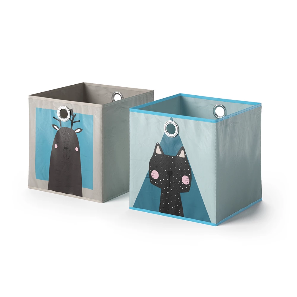 Opvouwbare box  Grijs/Blauw 30 x 30 cm Set van 2 Vicco