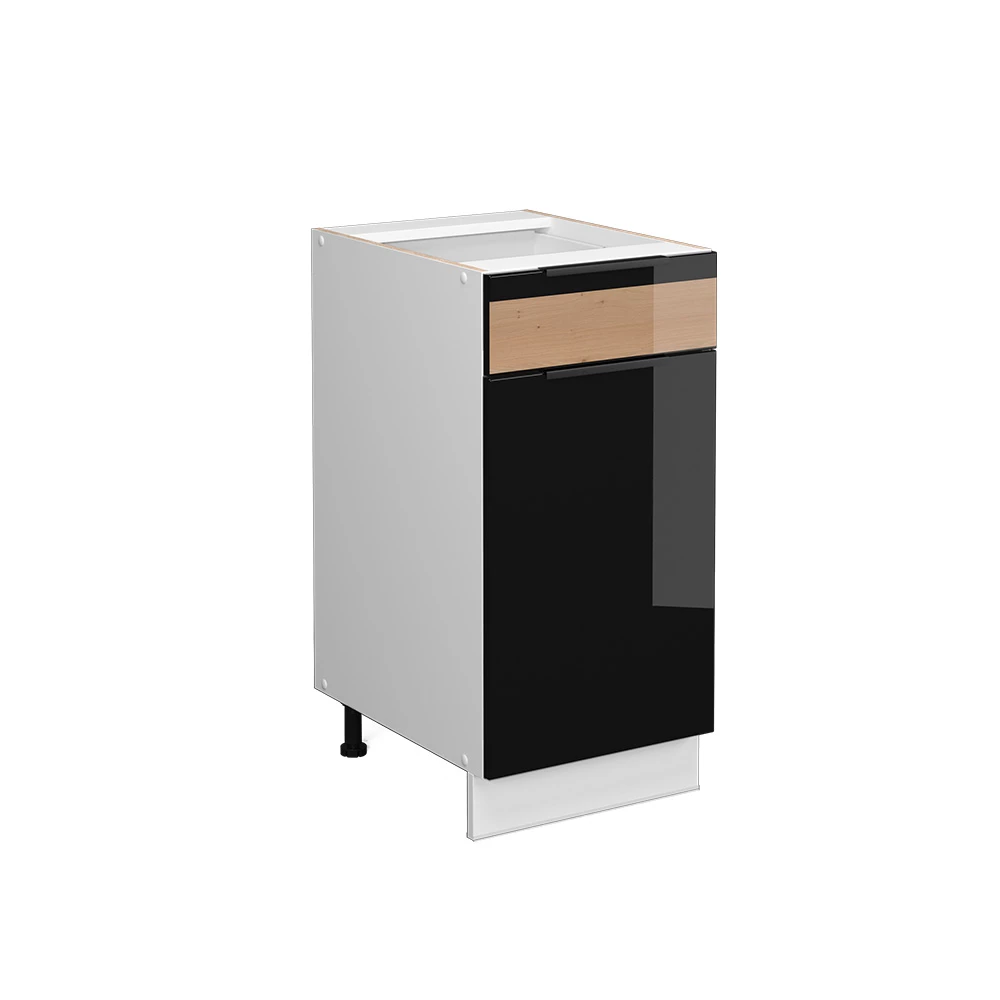 Halfhoge kast Fame-Line Zwart eiken hoogglans/wit 40 x 82 cm zonder werkblad Vicco