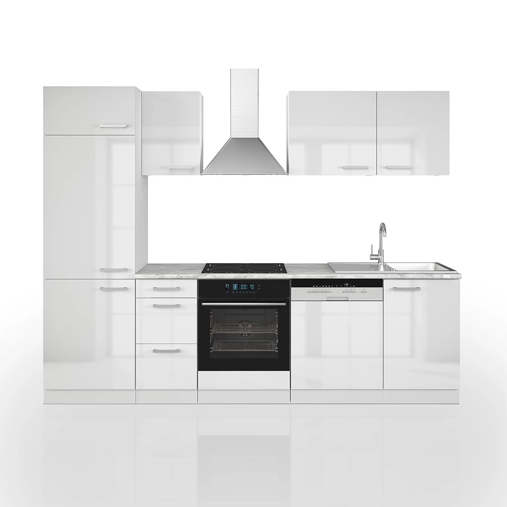 Complete keukeneenheid Optima Wit hoogglans/wit 270 cm zonder werkblad Vicco