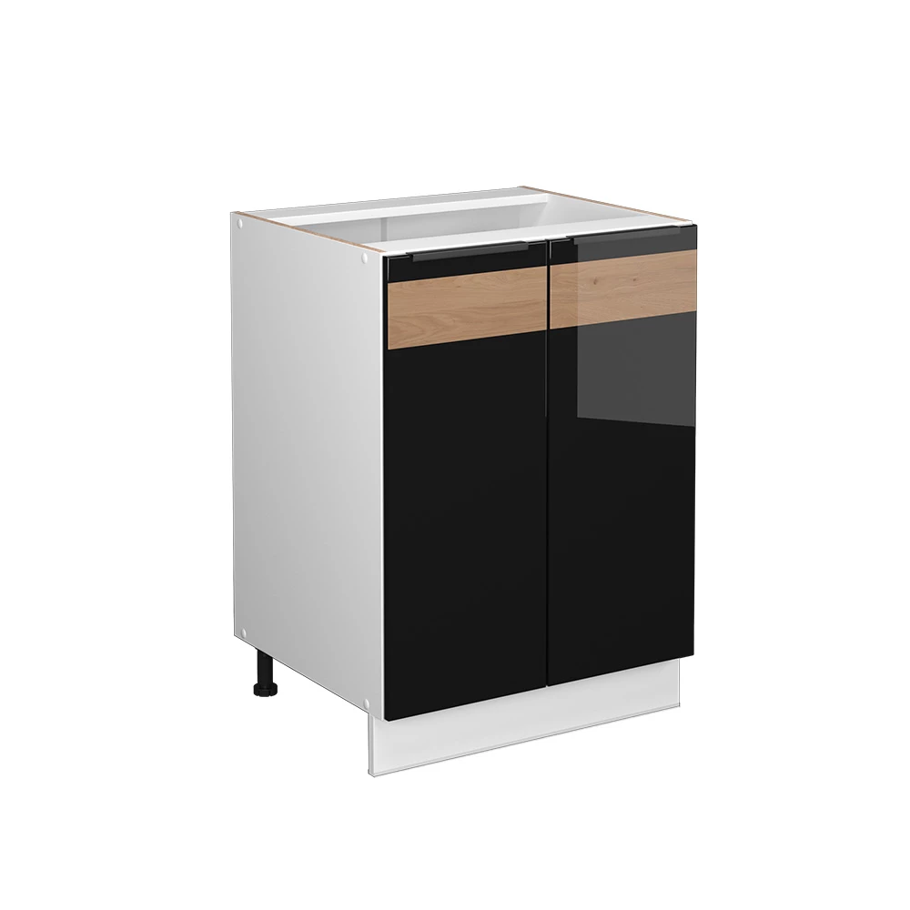 Halfhoge kast Fame-Line Zwart eiken hoogglans/wit 60 x 82 cm zonder werkblad Vicco