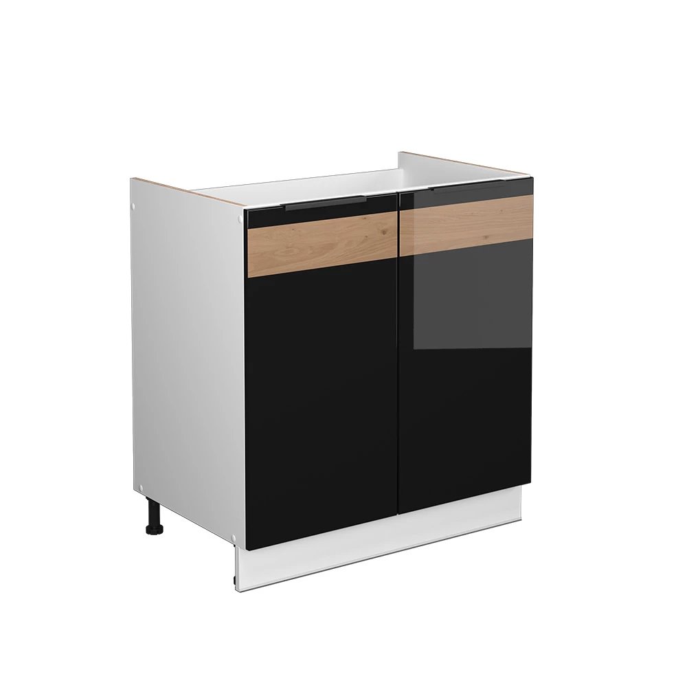 Wastafelonderkast Fame-Line Zwart eiken hoogglans/wit 80 x 82 cm zonder werkblad Vicco