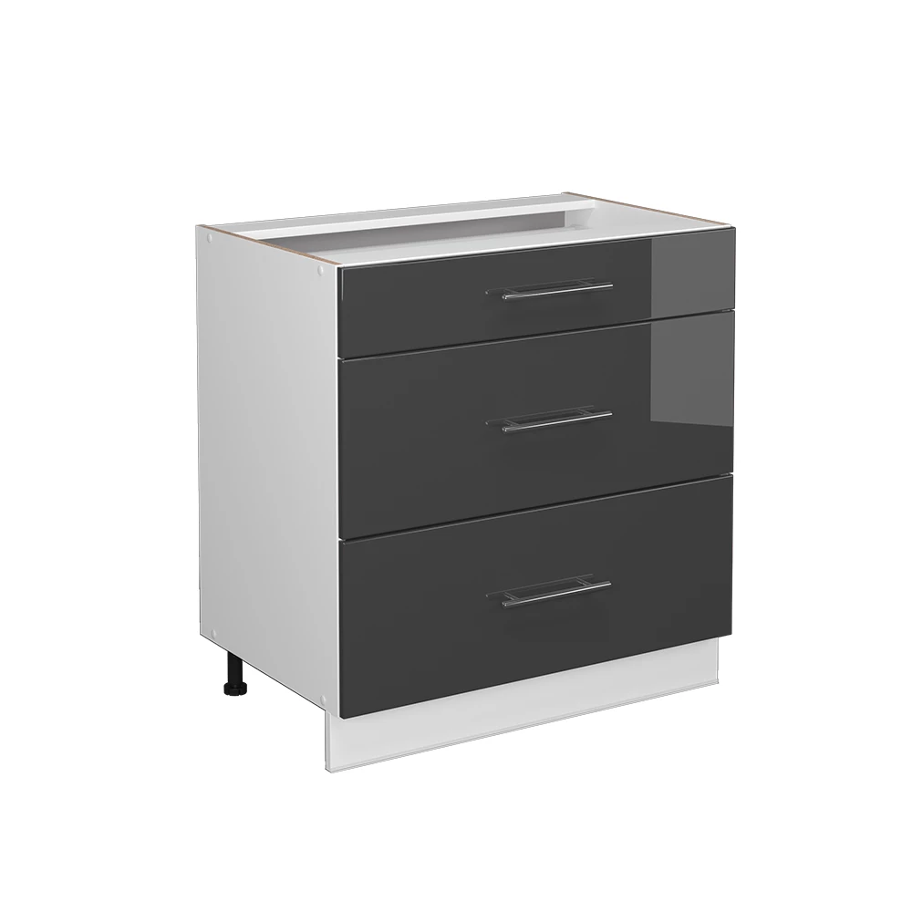 Badkamerkast Fame-Line Antraciet Hoogglans 80 x 82 cm met 3 laden, zonder werkblad Vicco