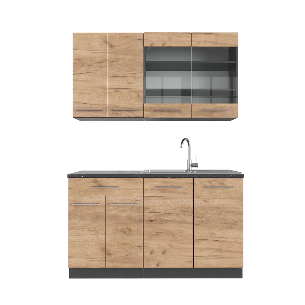 Eenpersoonskeuken Fame-Line Eik goud/antraciet 140 cm zonder werkblad Vicco
