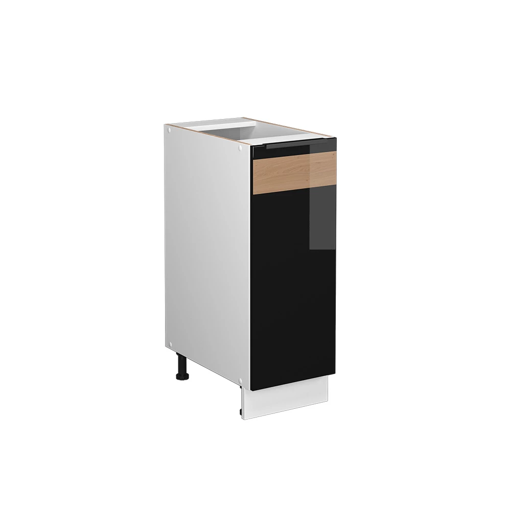 Halfhoge kast Fame-Line Zwart eiken hoogglans/wit 30 x 82 cm zonder werkblad Vicco