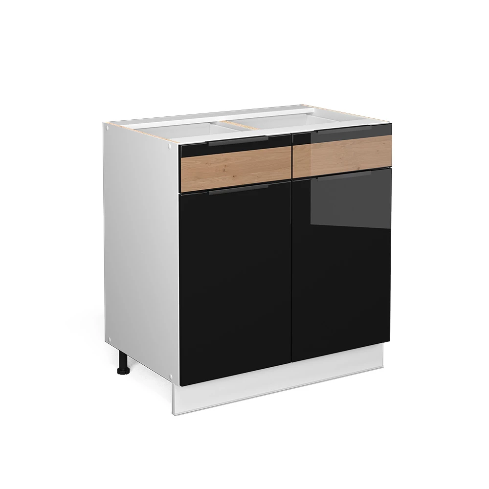Badkamerkast Fame-Line Zwart eiken hoogglans/wit 80 x 82 cm zonder werkblad Vicco