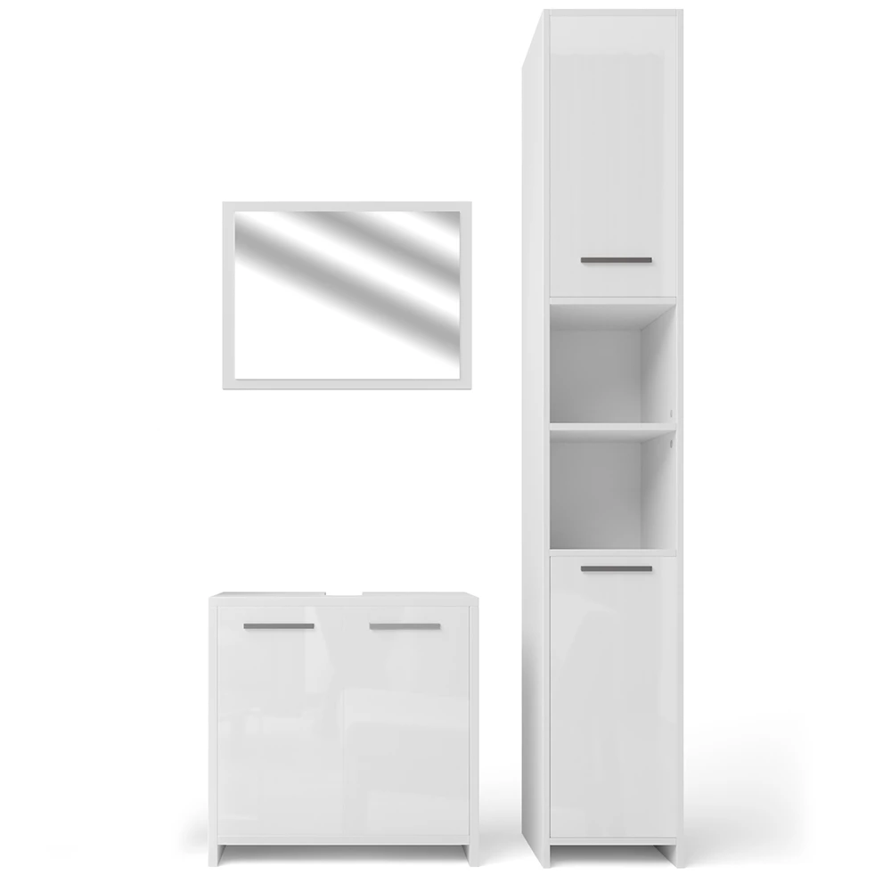 Badkamermeubelset Kiko Wit hoogglans/wit 3 delen Vicco