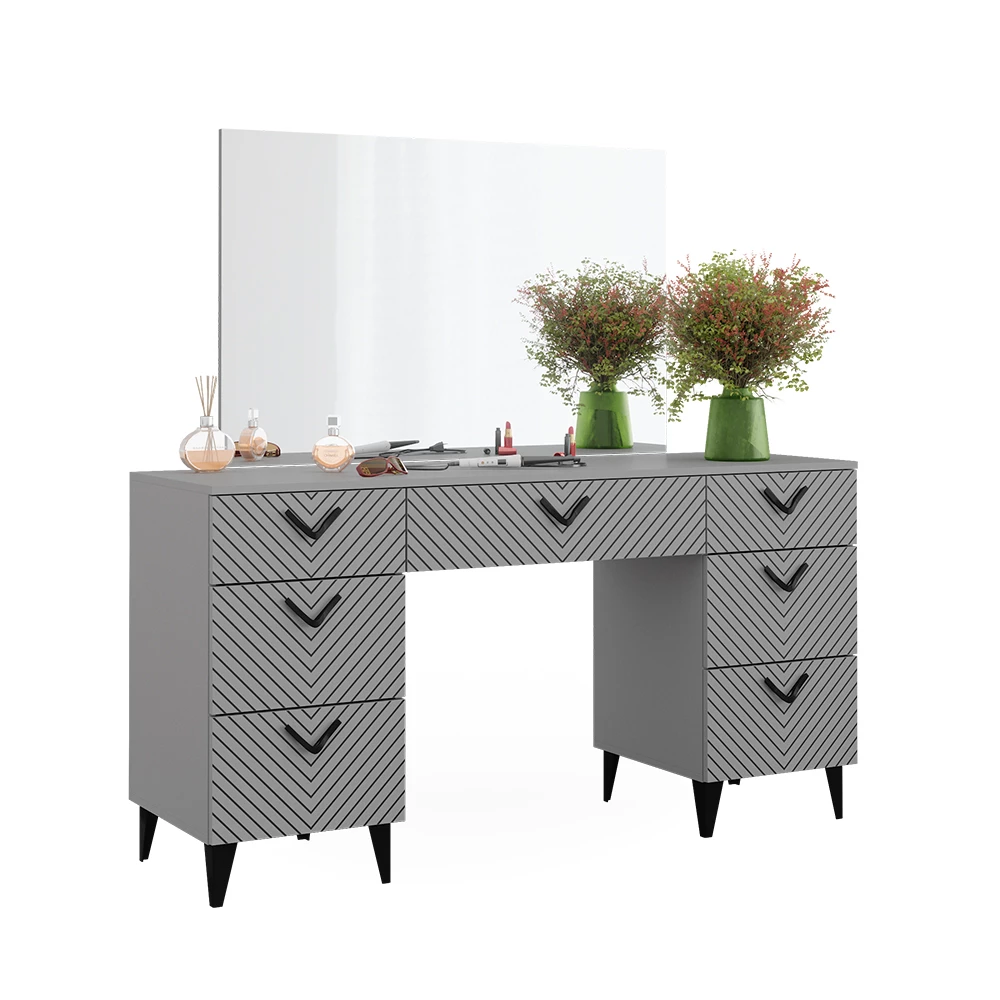 Kaptafel Anett Grijs 150 cm met 7 laden Vicco