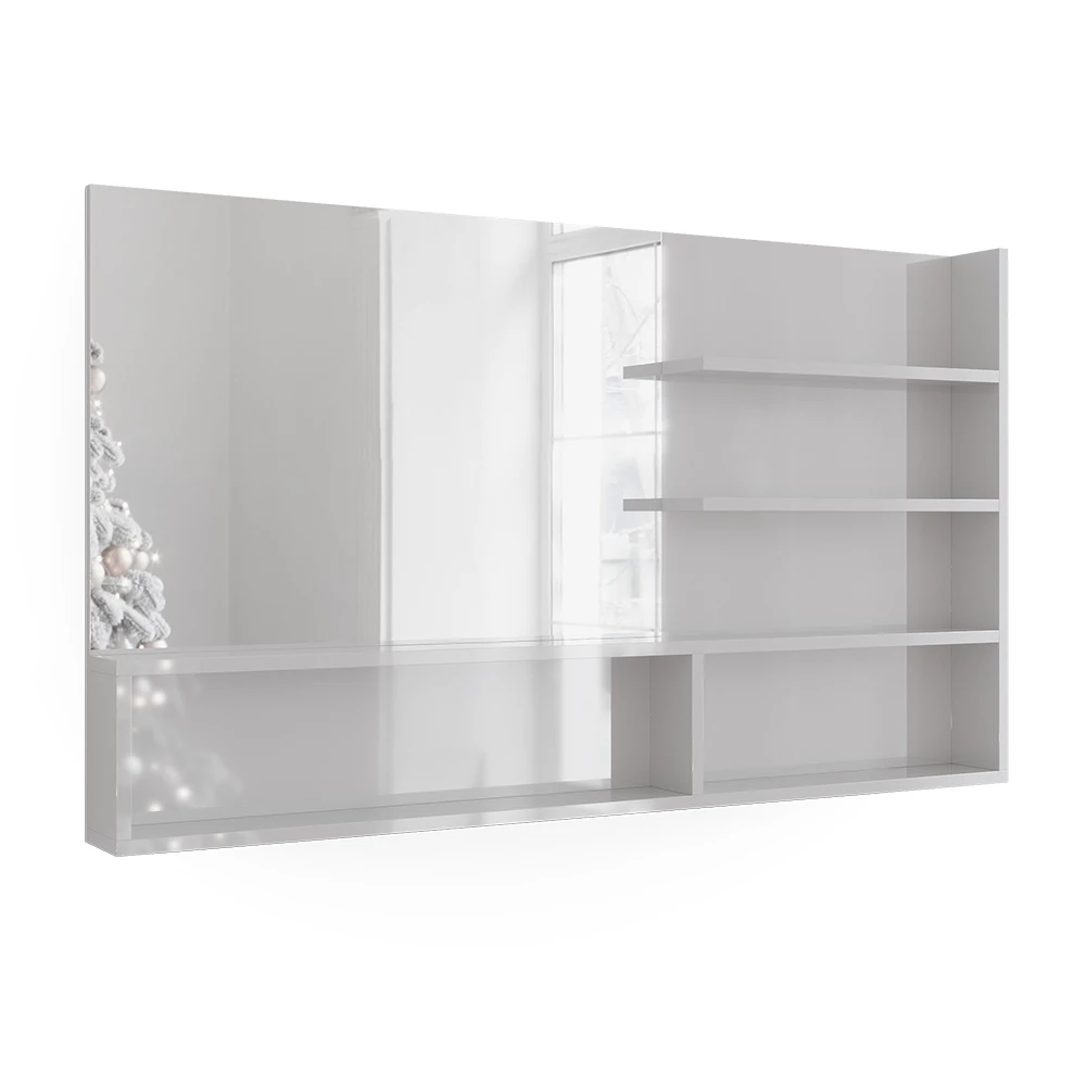 Badkamerspiegel  Wit Hoogglans 119.8 x 70 cm met open vakken Vicco