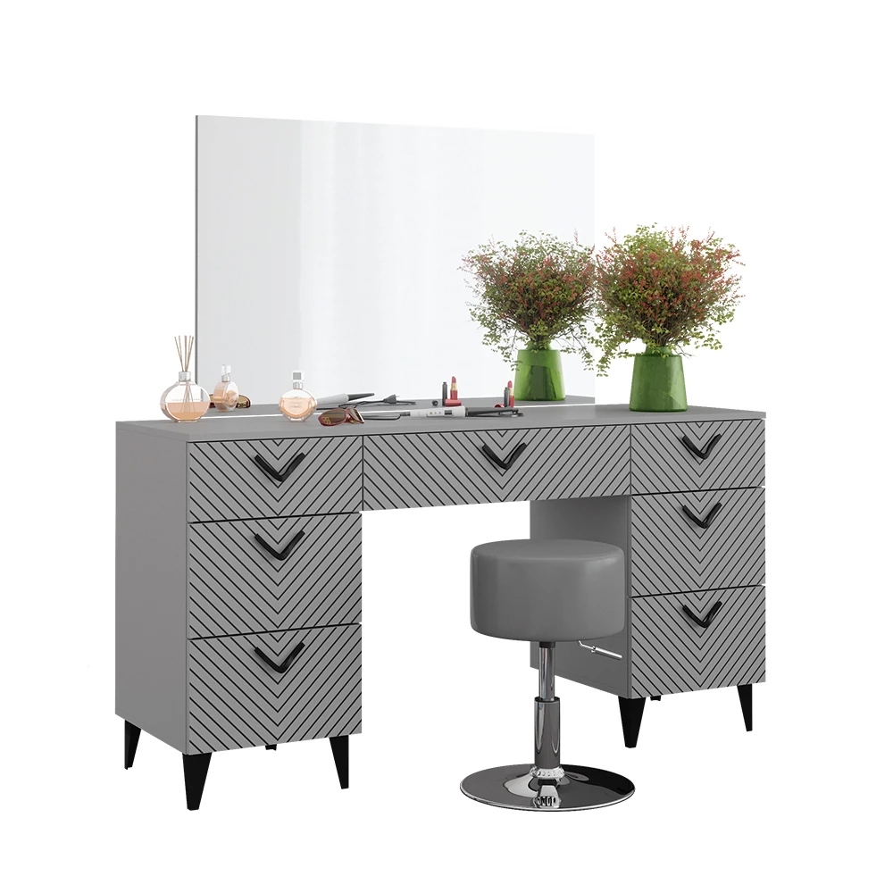 Kaptafel Anett Grijs 150 cm met krukje Vicco