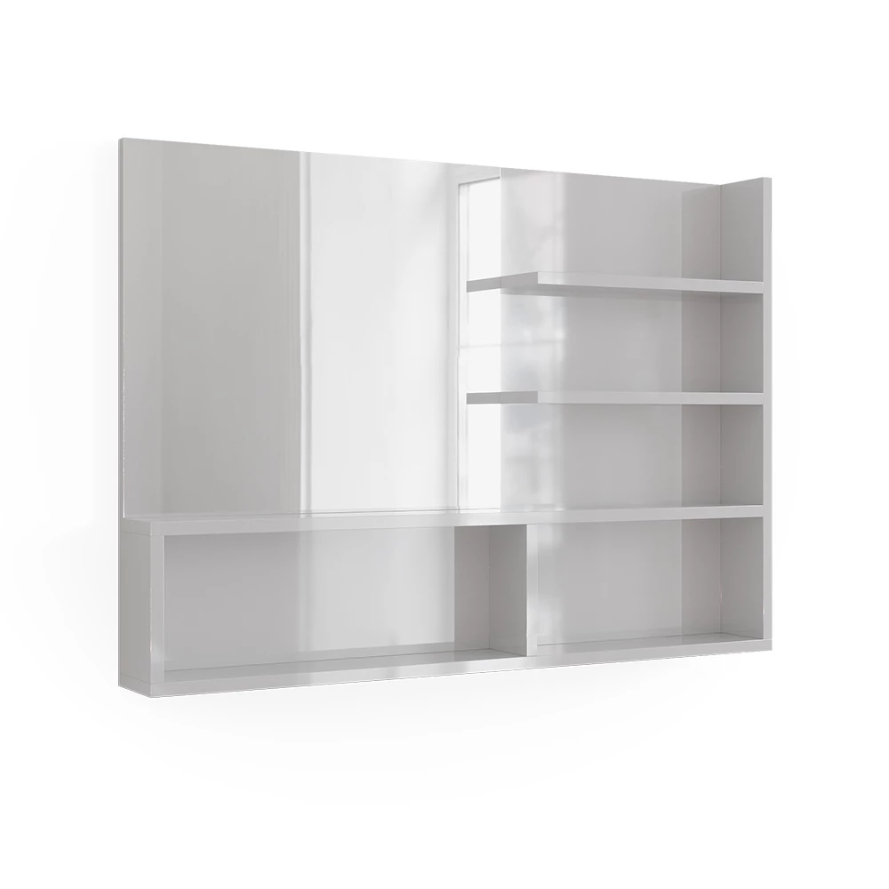 Badkamerspiegel  Wit Hoogglans 89.8 x 65 cm met open vakken Vicco