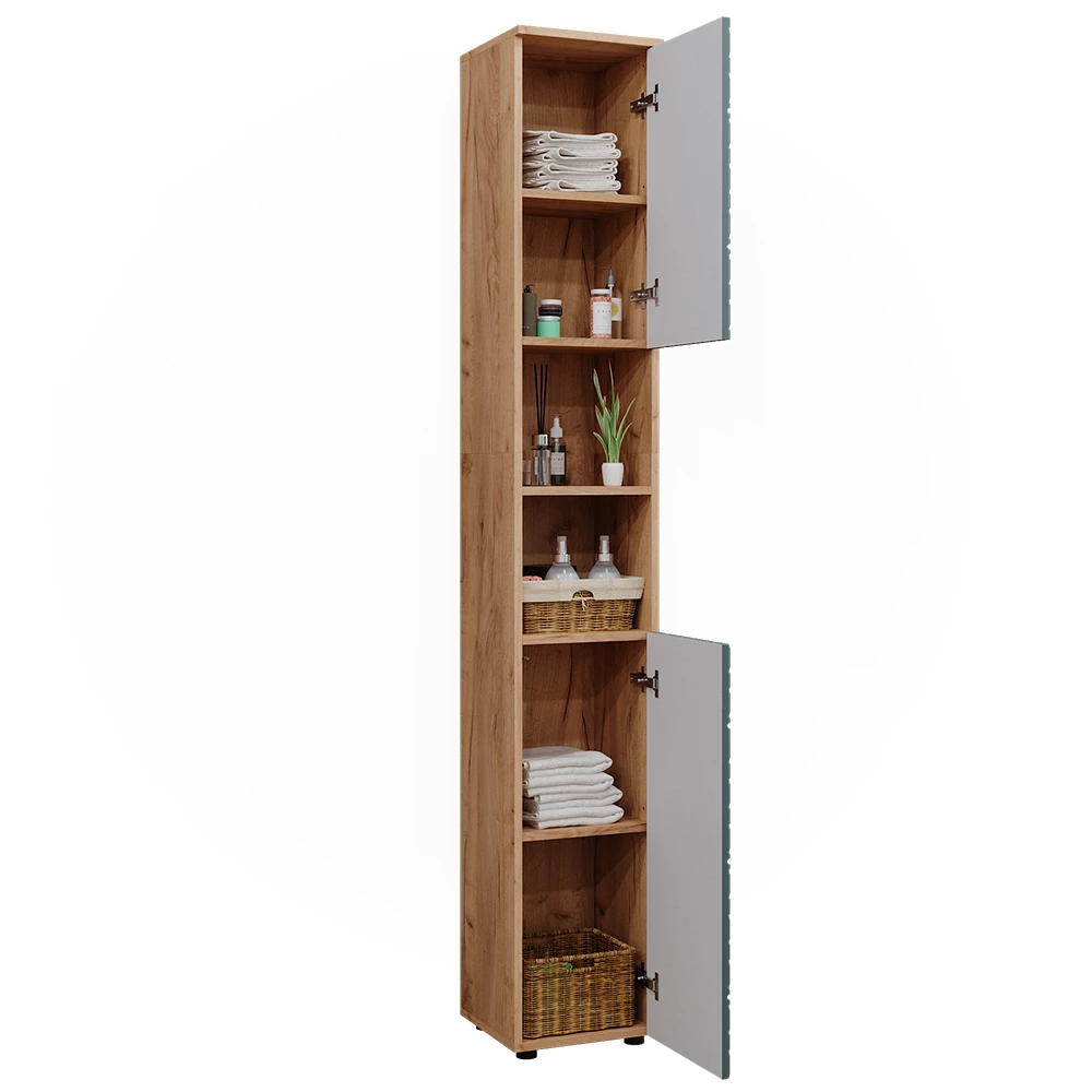 Badkamermeubel Irma Groen/gouden eik 30 x 192 cm Vicco