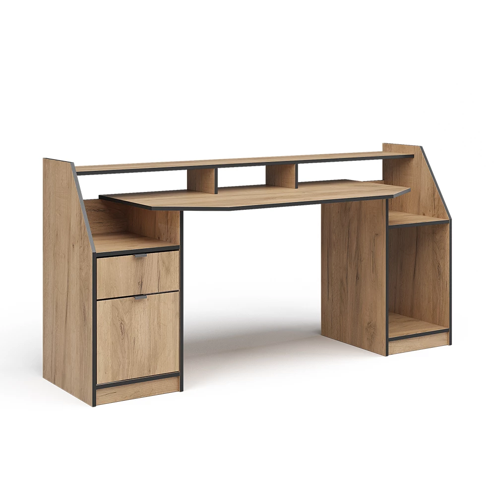 Gamingtafel Joel Krachtige eik goud 179.8 x 65.5 cm met 1 lade en 1 deur Vicco