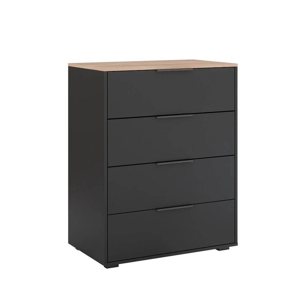 Dressoir Betti Antraciet/Sonoma 30 x 83.6 cm met 4 laden Vicco