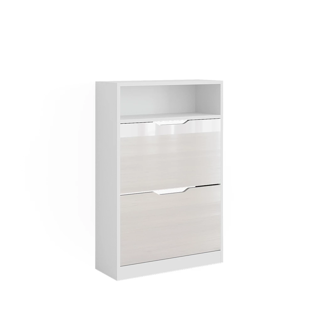 Schoenenkantelaar Luca Wit/wit hoogglans 59 x 89.5 cm met 2 compartimenten Vicco