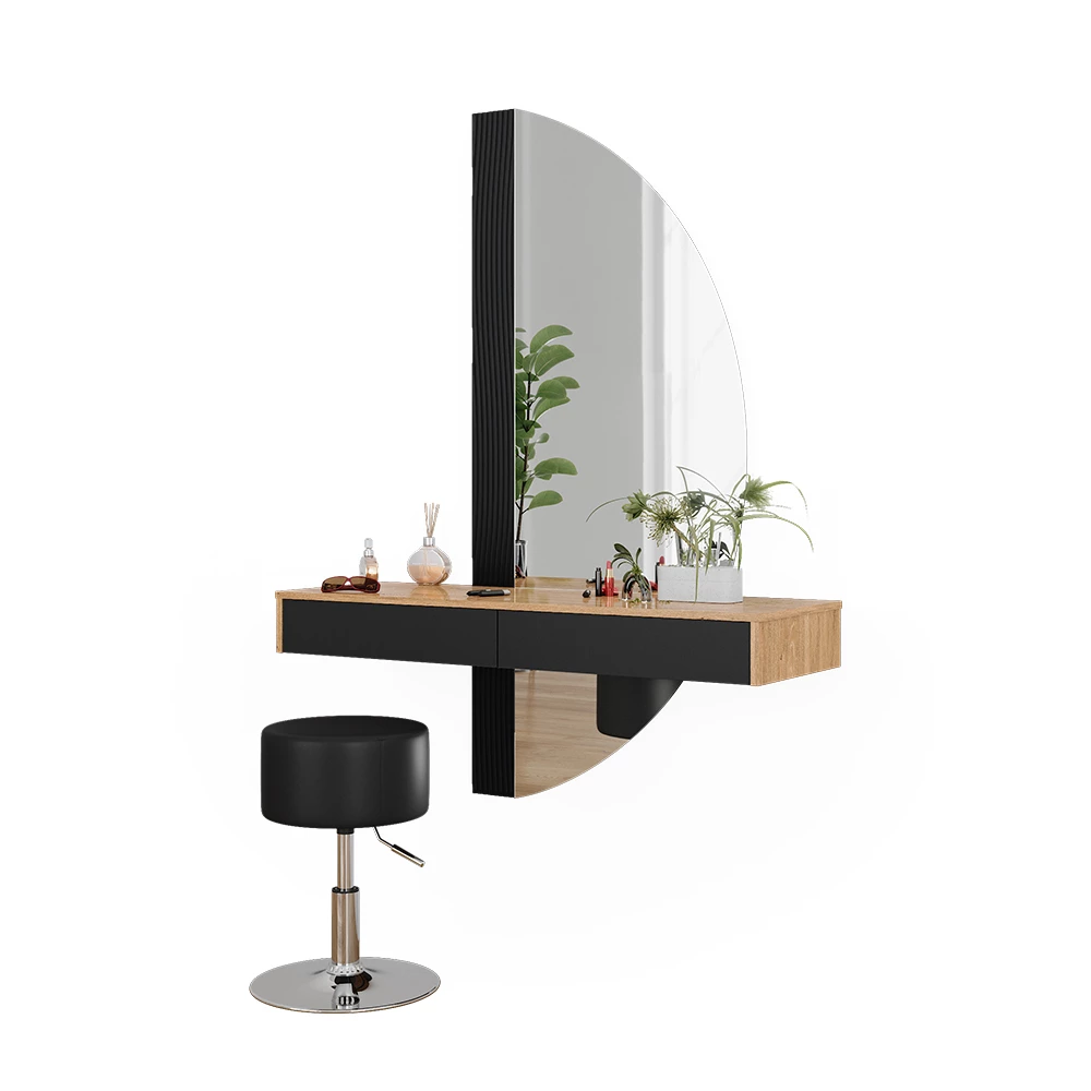 Kaptafel Melisa Zwart 120 cm met verlichting en kruk Vicco
