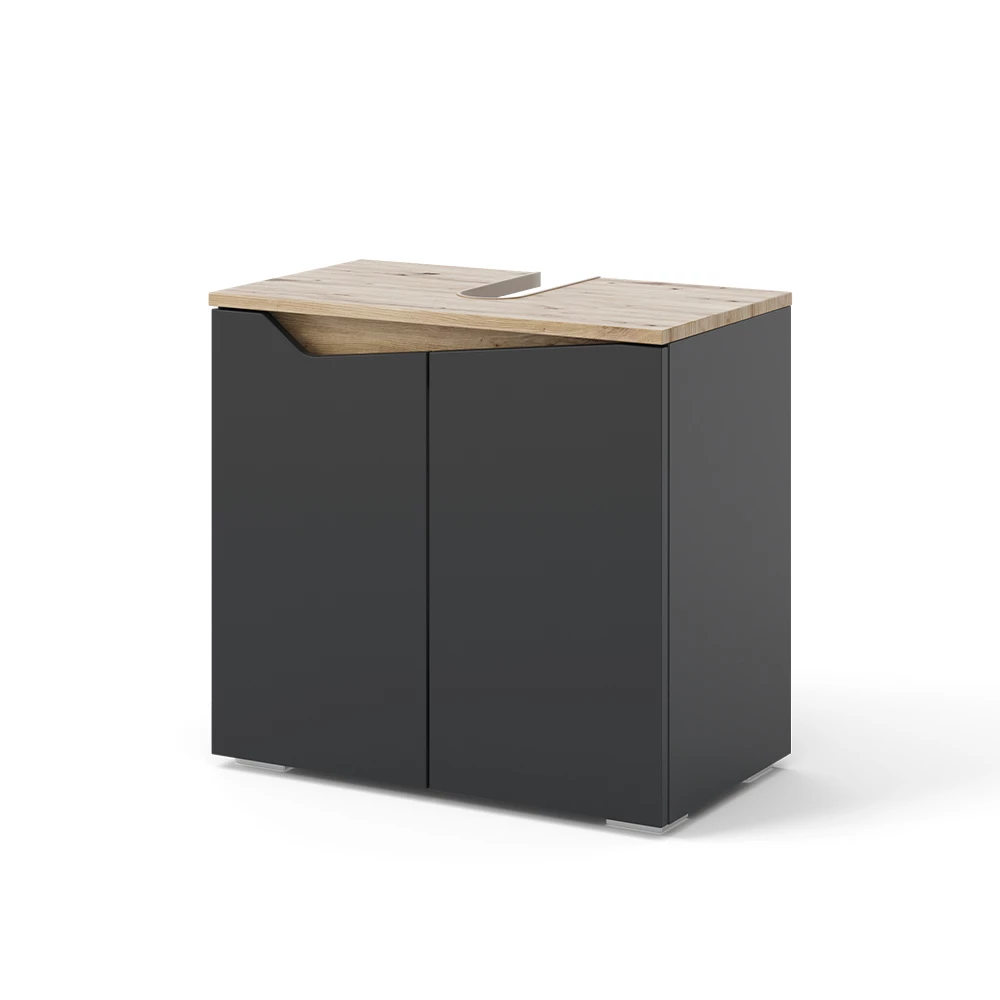 Wastafelonderkast Marelle Antraciet/Artisan 60 x 57.5 cm met 2 deuren Vicco