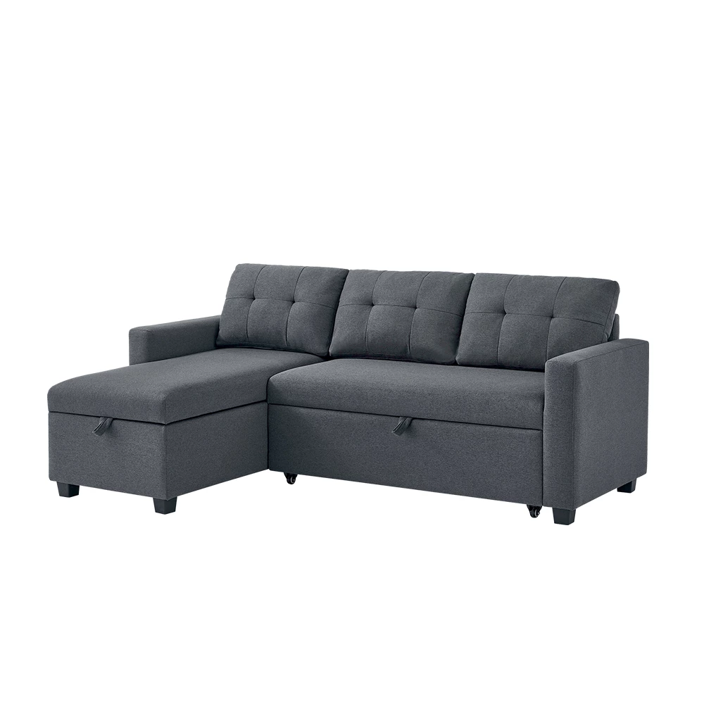 Sofa L-vorm Campina Grijs 226 x 163 cm met slaapfunctie Vitalispa