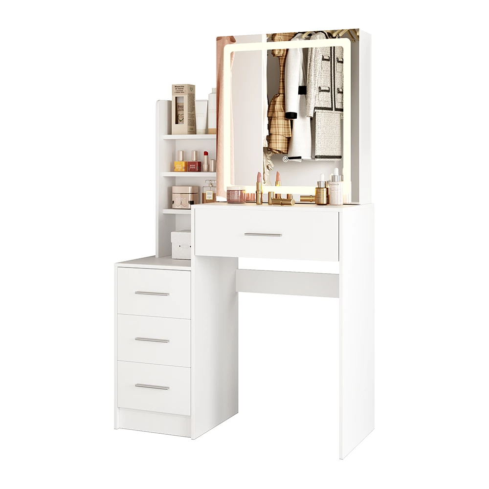 Kaptafel Lisca Wit 80 cm met LED-spiegel Vicco