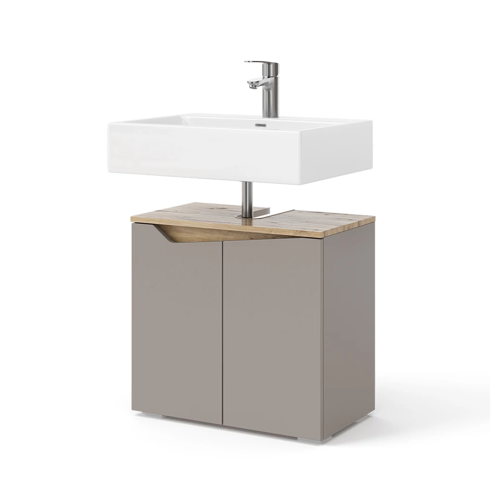 Wastafelonderkast Marelle Grijs 60 x 57.5 cm met 2 deuren Vicco