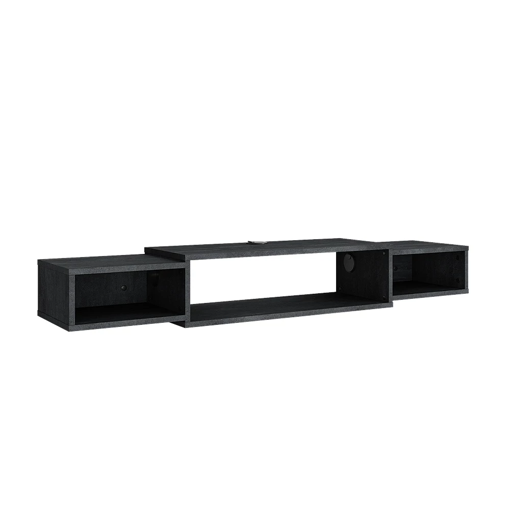 TV-meubel Nordic Zwart beton 139.7 x 20.3 cm met open vakken Vicco