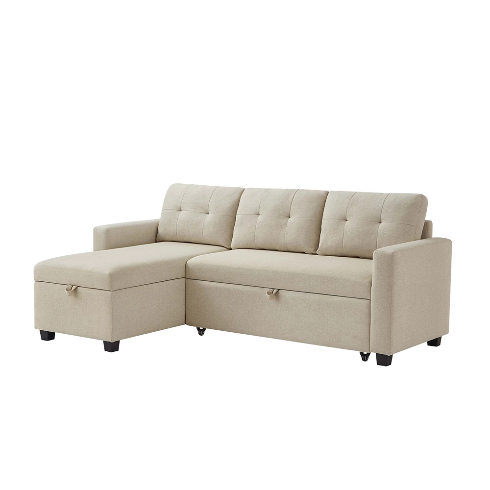 Sofa L-vorm Campina Beige 226 x 163 cm met slaapfunctie Vitalispa