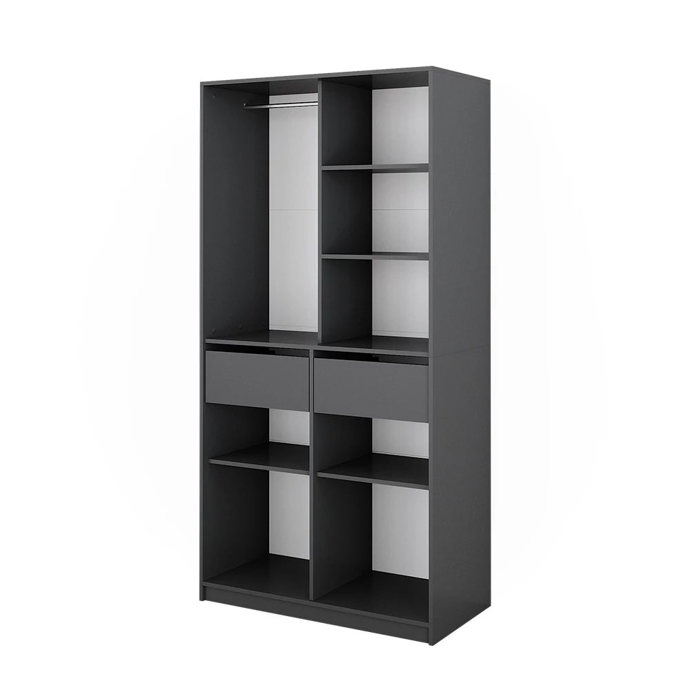 Garderobe Elmo Antraciet 100 x 200 cm met 2 laden Vicco
