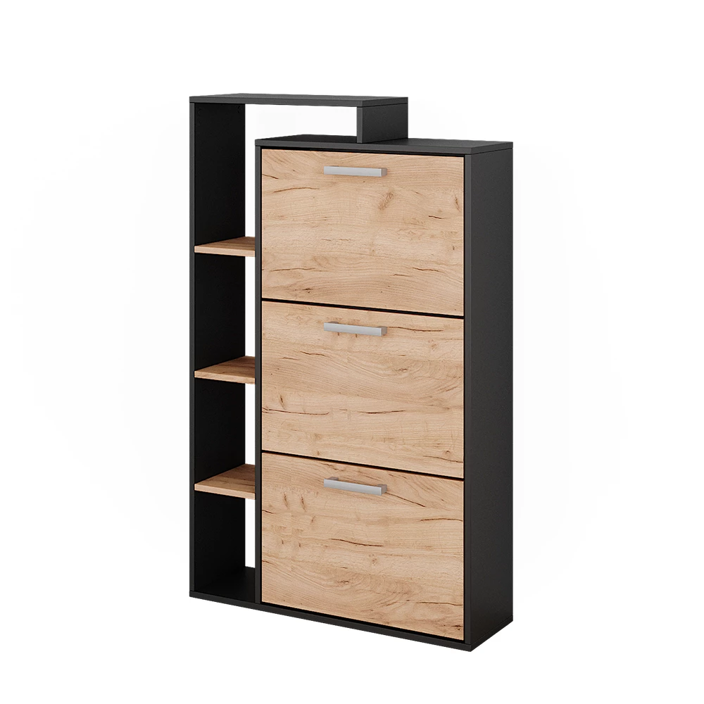 Schoenenkantelaar Orlando Eik goud/antraciet 80 x 128.3 cm met 3 compartimenten Vicco