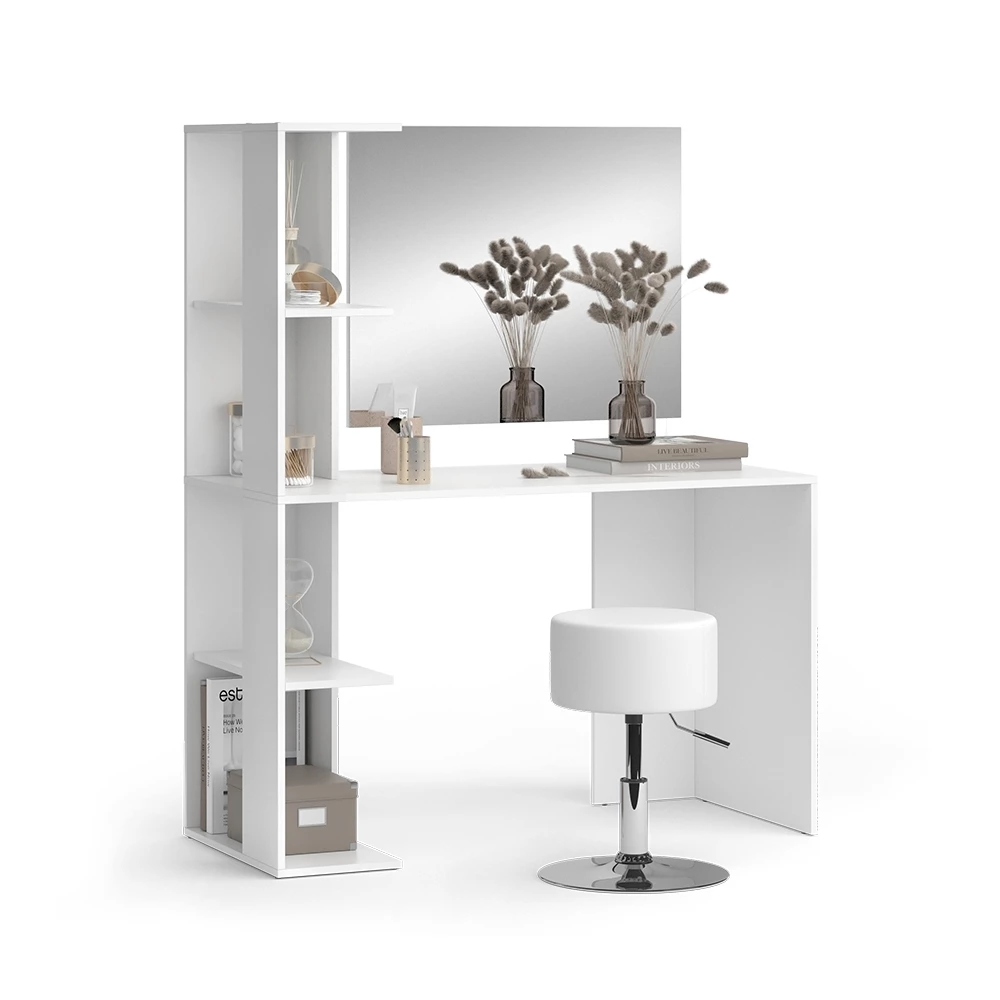 Kaptafel Tower Wit 122.2 cm met spiegel en kruk Vicco