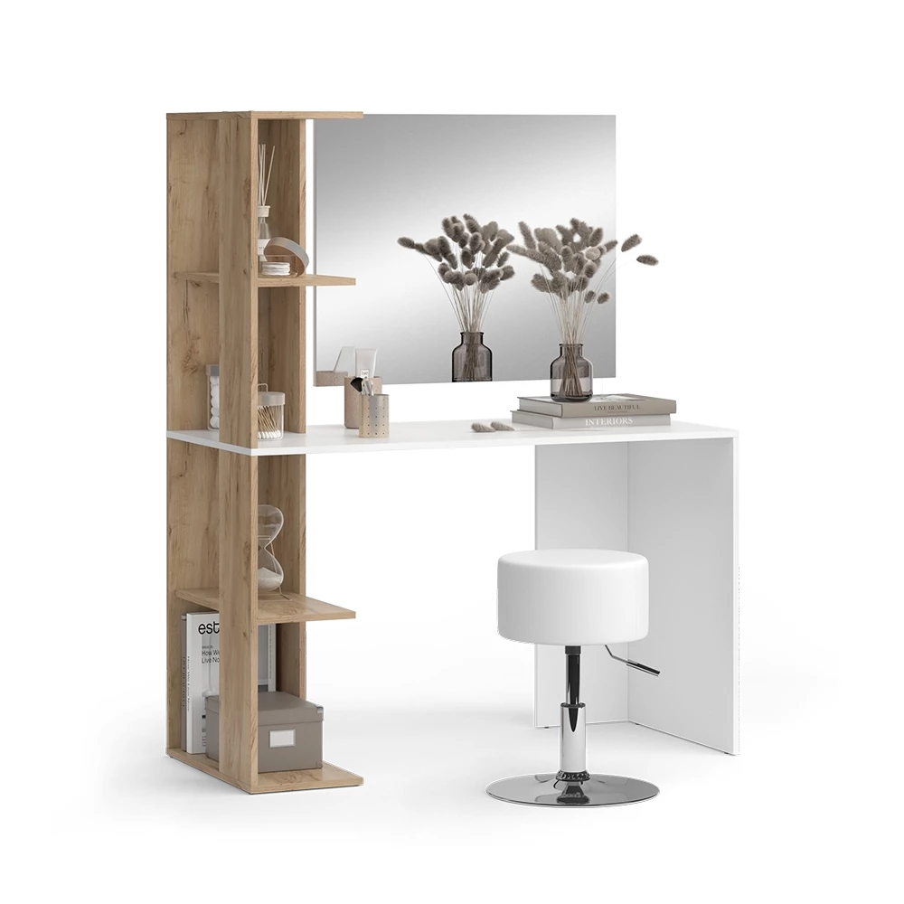 Kaptafel Tower Wit/Sonoma 122.2 cm met kruk Vicco