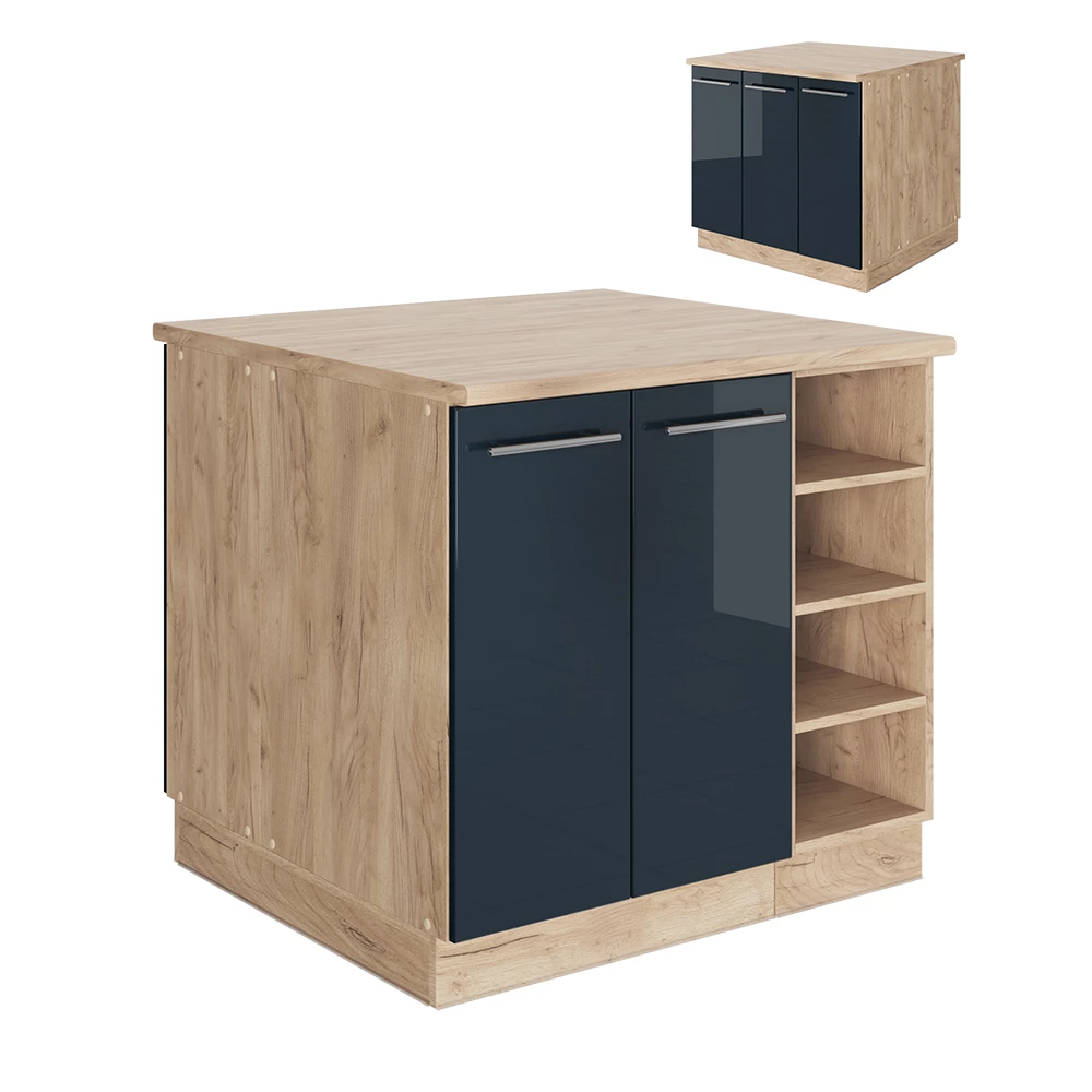 Keukeneiland Fame-Line Donkerblauw hoogglans 90 cm zonder werkblad Vicco