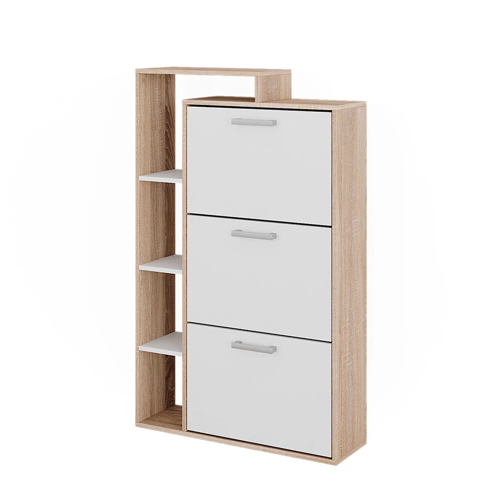 Schoenenkantelaar Orlando Wit/Sonoma 80 x 128.3 cm met 3 compartimenten Vicco