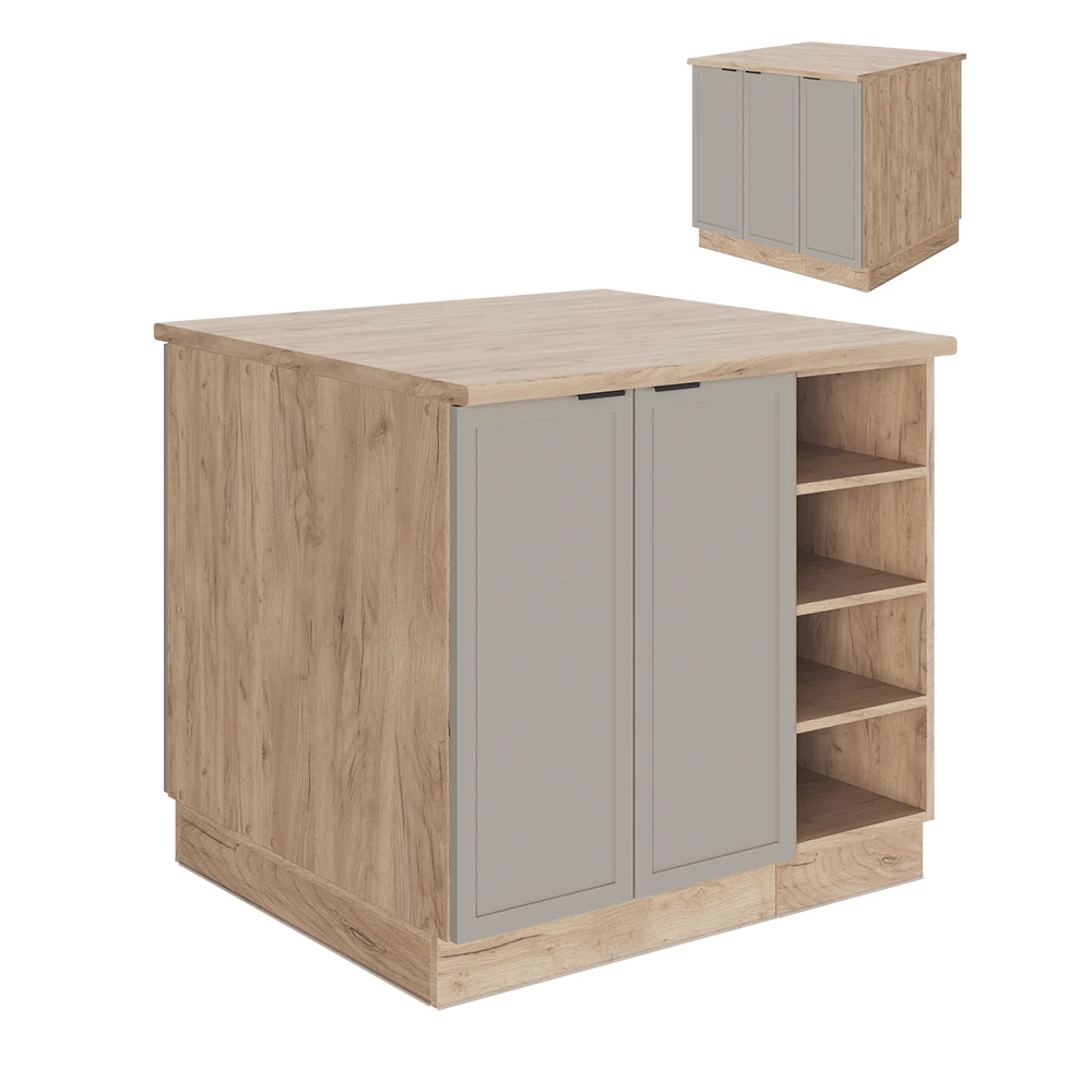 Keukeneiland Fame-Line GrijsBeige 90 cm zonder werkblad Vicco