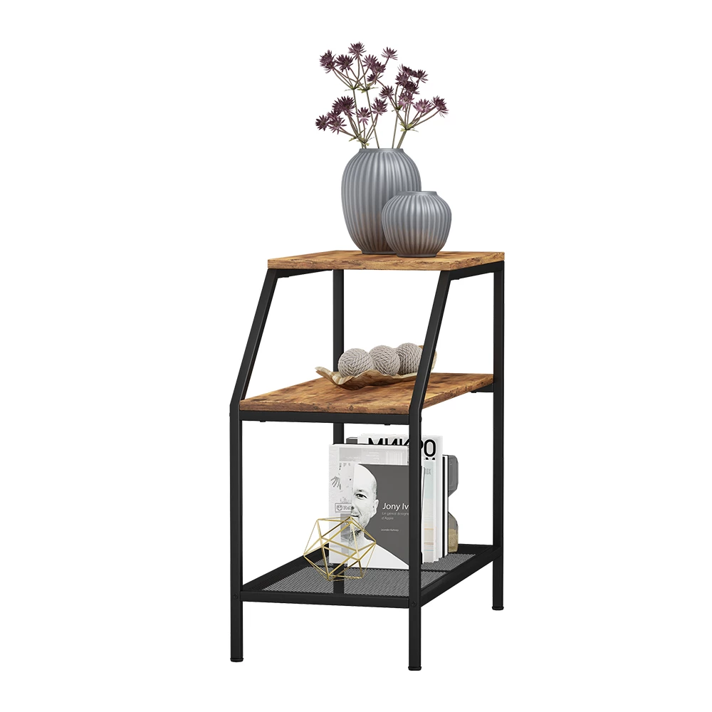 Salontafel Fyrk Eiken rustiek 30 x 60 cm met 2 open vakken Vicco