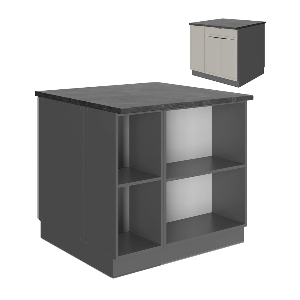 Keukeneiland Fame-Line GrijsBeige 90 cm met lade, zonder werkblad Vicco