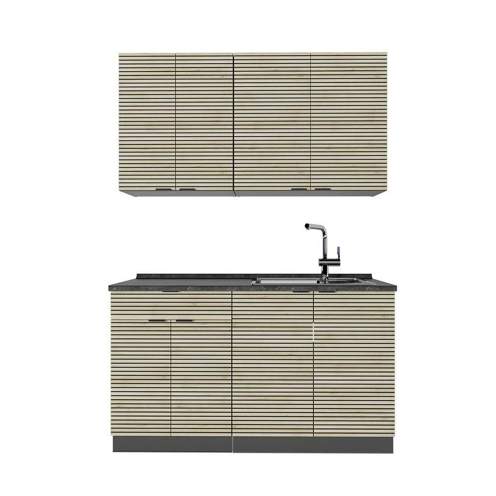Eenpersoonskeuken Fame-Line Eiken paneel/antraciet 140 cm , WB Antraciet Vicco