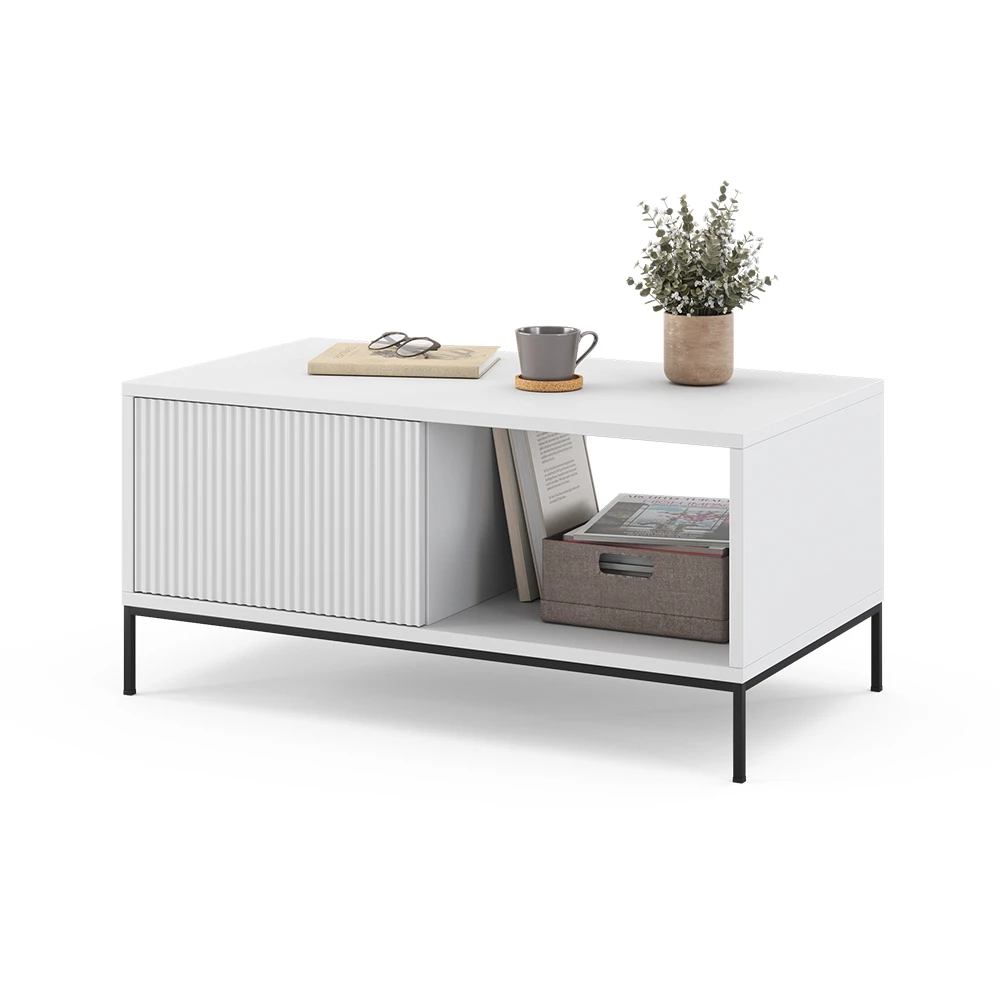 Salontafel Eliza Wit 90 x 50 cm met één lade Vicco