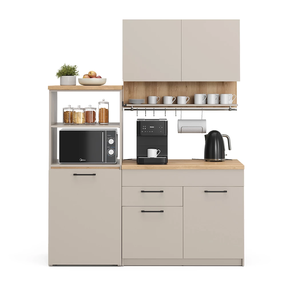 Eenpersoonskeuken Egbert Grijs 160 cm met uitschuifbare tafel met LED-strip Vicco