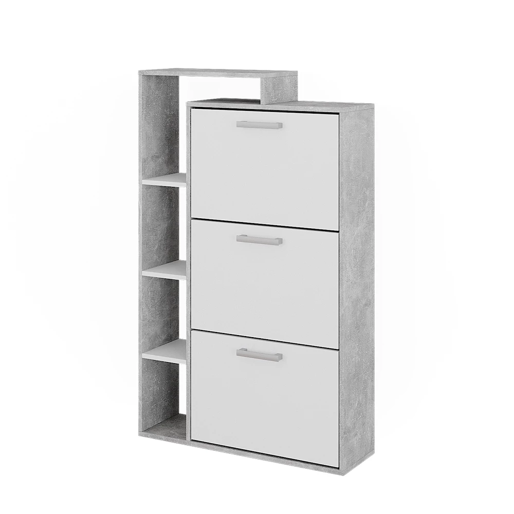 Schoenenkantelaar Orlando Wit/beton 80 x 128.3 cm met 3 compartimenten Vicco
